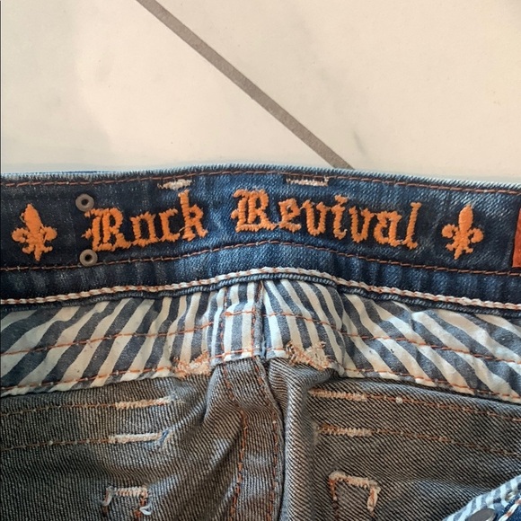 Rock Revival Blue Straight Leg Jeans with Distinctive Design - Picture 2 of 7